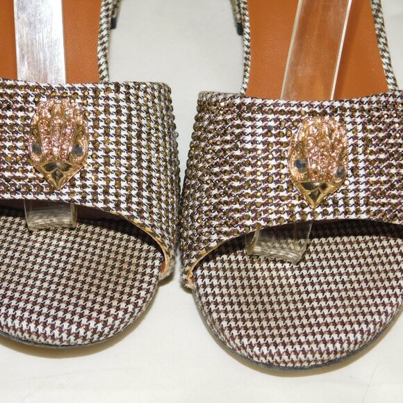 Kurt Geiger London Mini Kensington Block Heel Sandal Girls Size 2 Gold Glitz - Picture 4 of 12